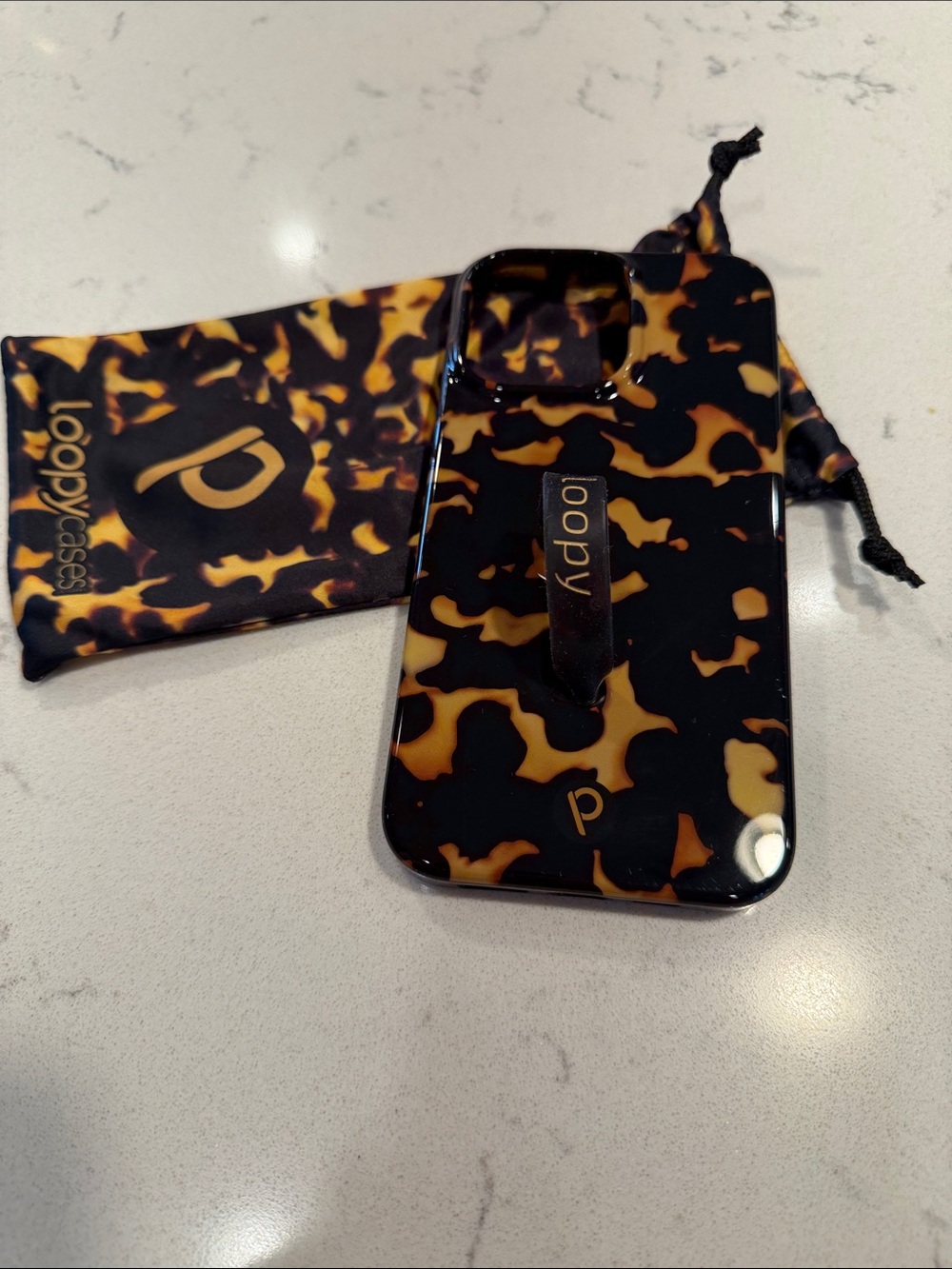 Loopy Case Tortoiseshell Glossy Phone Case with Finger Loop - iPhone 14 Pro Max